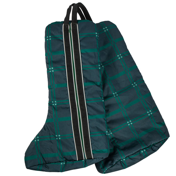 Chestnut Bay Quilted Lined Boot Bag- Hunter Plaid